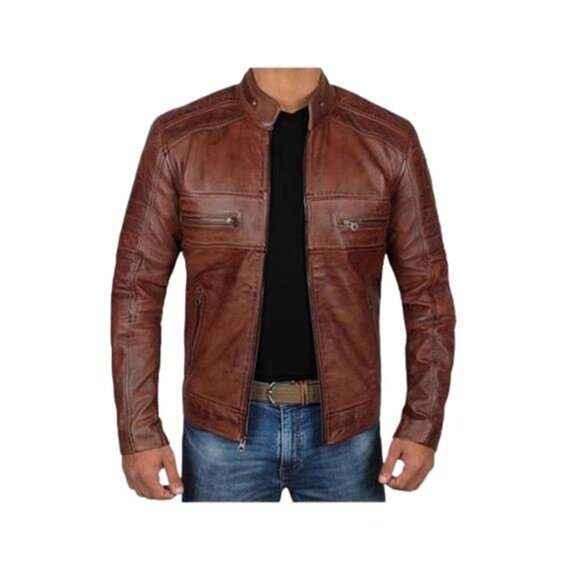Other - Superior Leather Garment Cafe Racer Distressed Leather Motorcycle Jacket Men's L